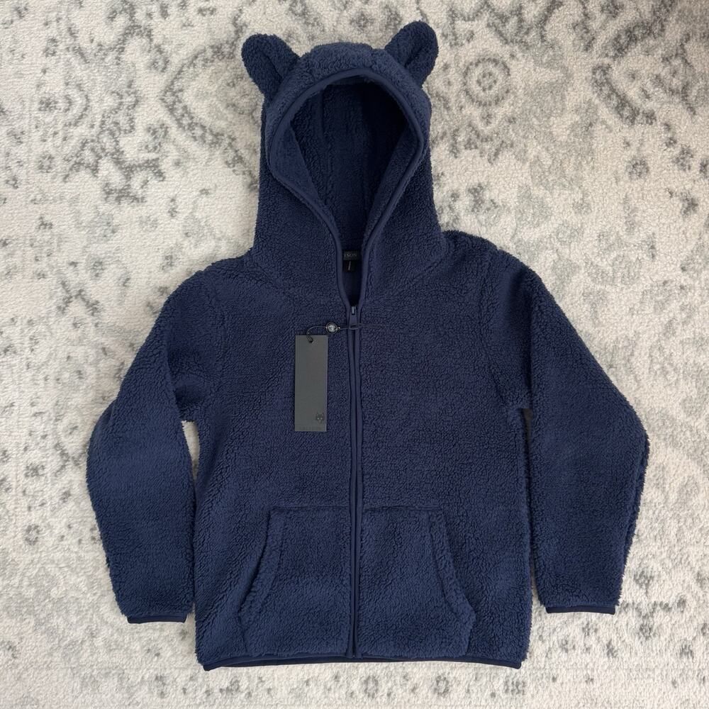 Greyson Youth Full Zip Wolf Sherpa Wolf Ears Hoodie Maltese Blue Jacket S NEW